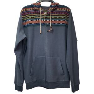 HOWLER BROS Shaman Hoodie Full Zip Jacket Jacquard Yoke & Hoodied Men's Medium